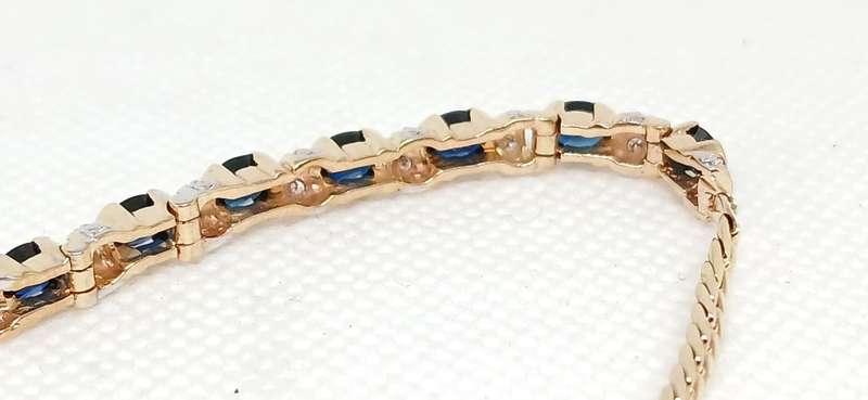 14ct Gold diamond and sapphire bracelet
