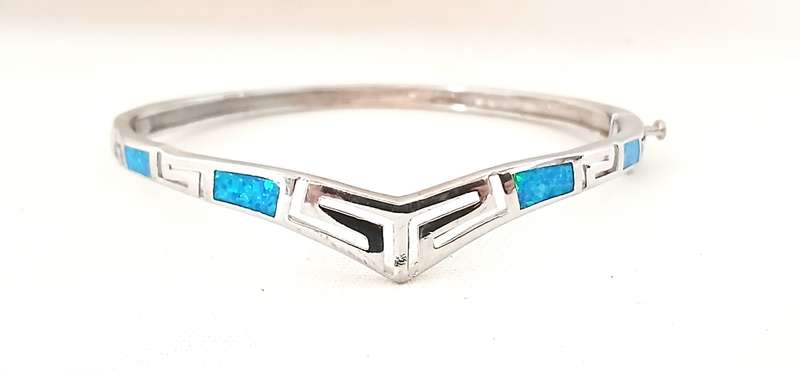 Sterling silver bangle with faux opals
