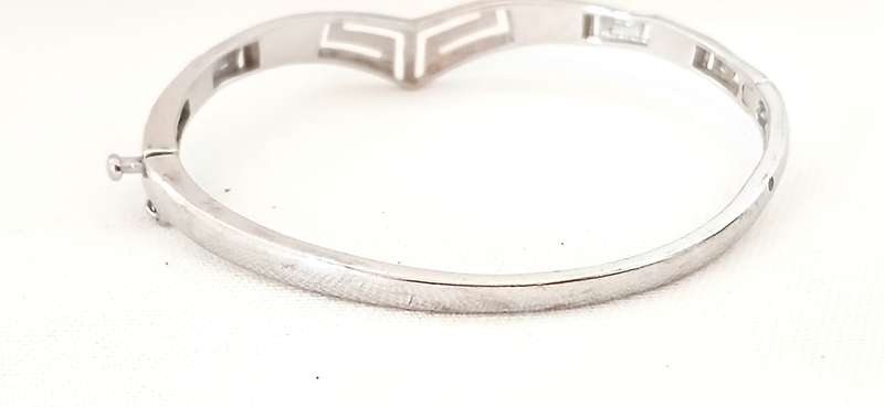 Sterling silver bangle with faux opals