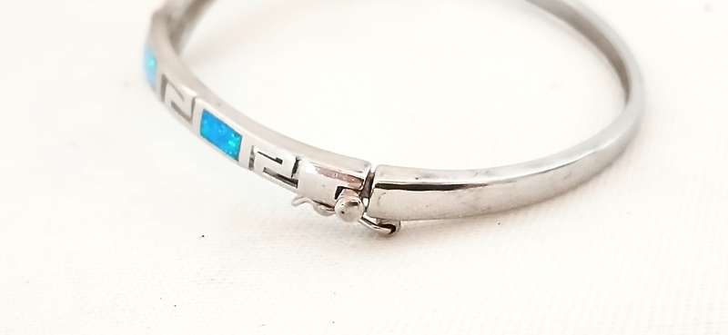 Sterling silver bangle with faux opals