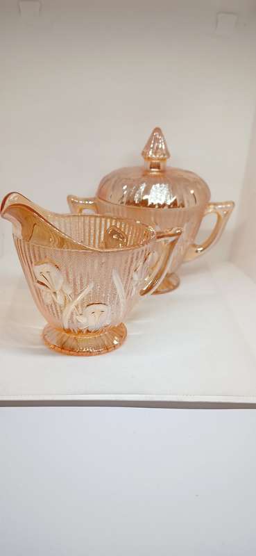 1920s - 30s Iris and Herringbone depression set