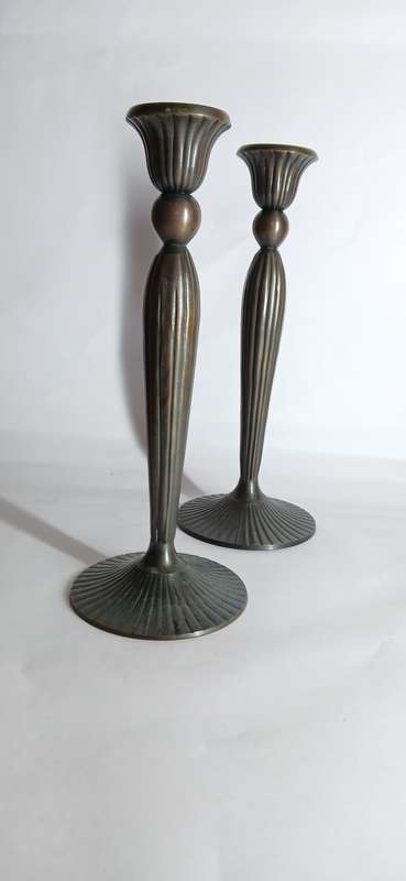 Vintage brass candle holders with black finish