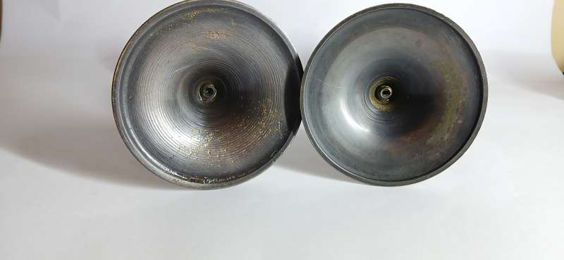 Vintage brass candle holders with black finish