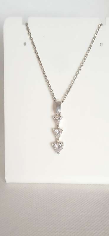 Sterling silver pendant with cubic stones on chain