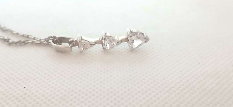 Sterling silver pendant with cubic stones on chain