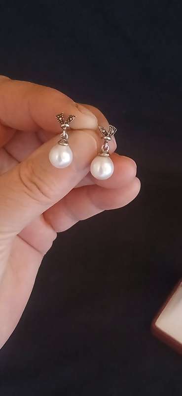 Vintage sterling silver pearl earrings