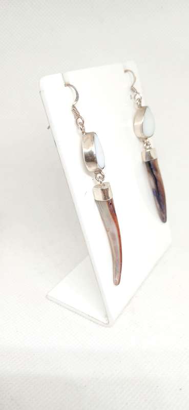 Sterling silver earrings with mop and shell