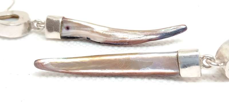 Sterling silver earrings with mop and shell