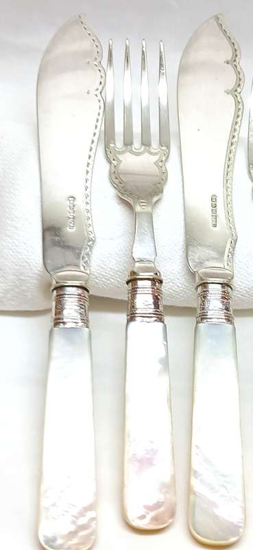 Antique Huck & Heath Silversmiths cutlery set