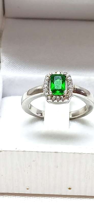 Sterling silver ring with green stone