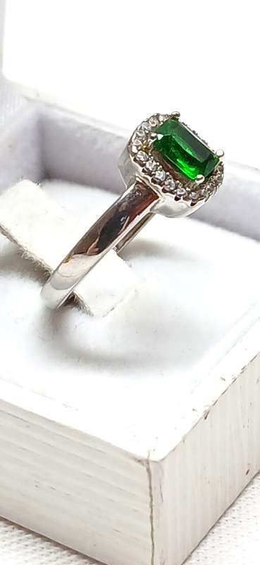 Sterling silver ring with green stone