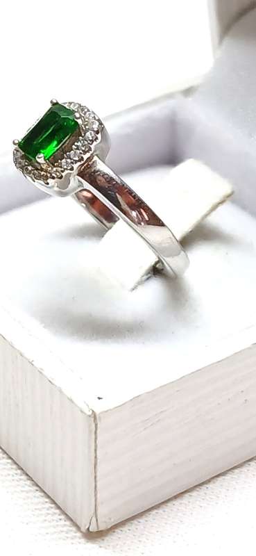 Sterling silver ring with green stone