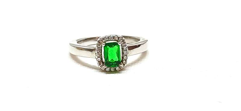 Sterling silver ring with green stone