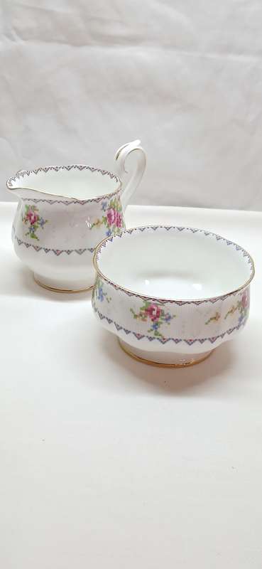 1940s Royal Albert 'Petit Point' sugar basin and milk jug