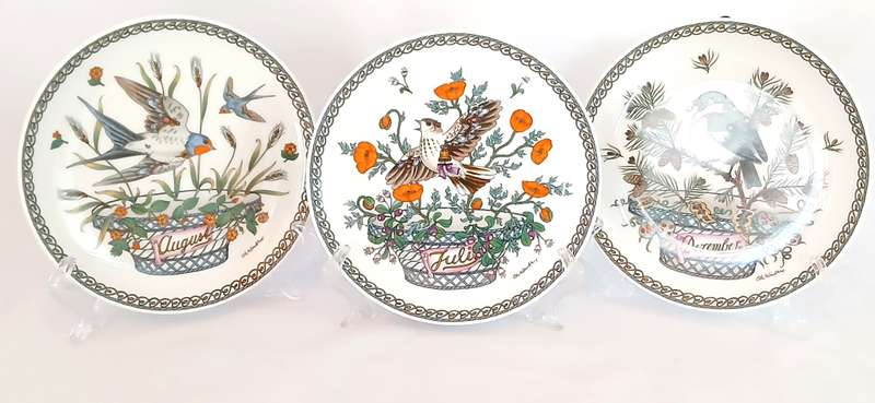 1990s Ole Winther porcelain bird plates