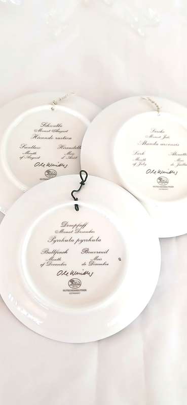 1990s Ole Winther porcelain bird plates