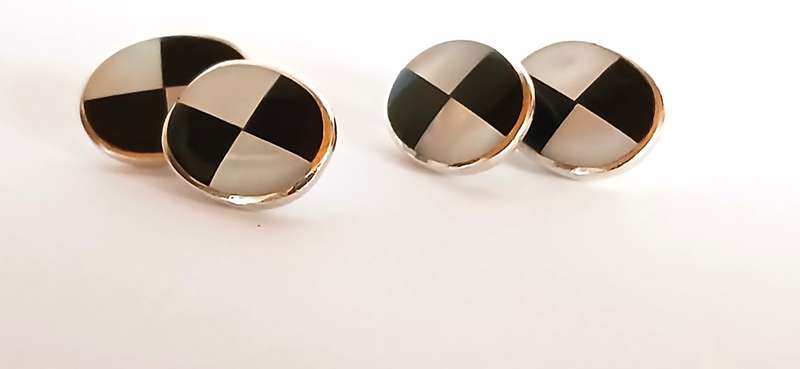 Sterling silver checker cufflinks