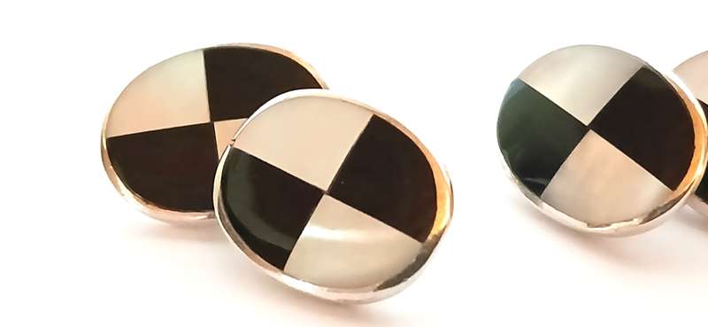 Sterling silver checker cufflinks