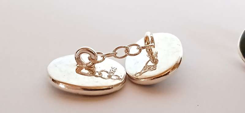 Sterling silver checker cufflinks