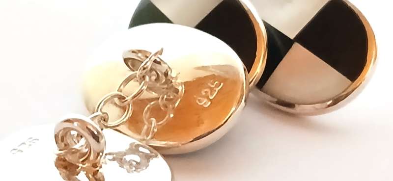 Sterling silver checker cufflinks