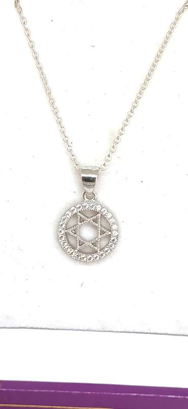 Sterling silver 'Star of David with cubic stones