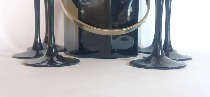 Vintage Luminarc 'Octime' champagne flutes with ice bucket