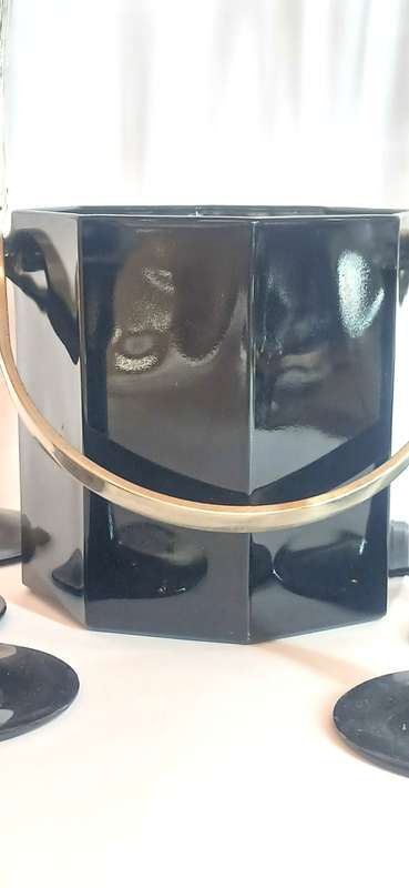Vintage Luminarc 'Octime' champagne flutes with ice bucket