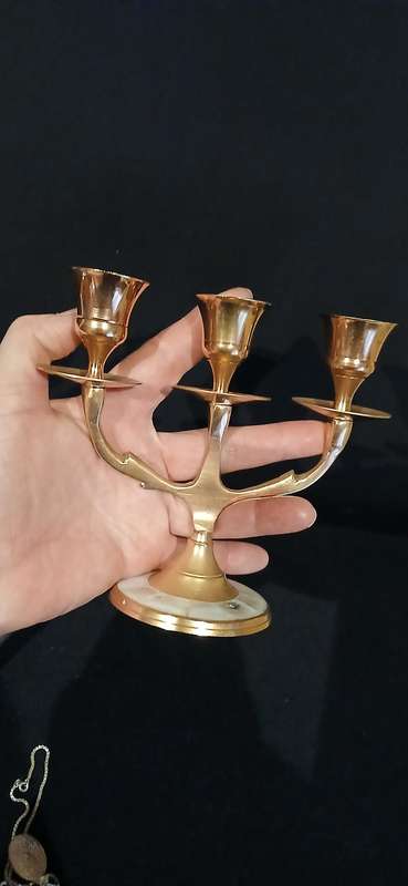 Vintage brass miniature candle holder