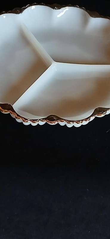 Vintage milk glass snack divider
