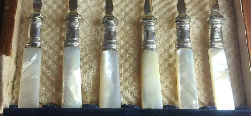 Antique silver plate dessert cutlery set
