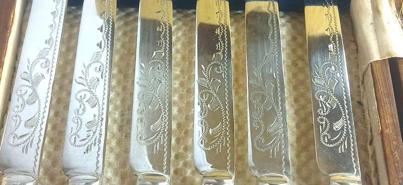 Antique silver plate dessert cutlery set