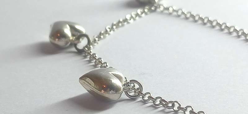Sterling silver heart charm bracelet
