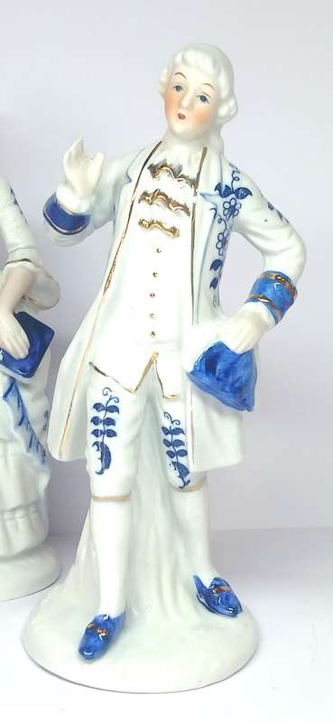 Vintage white and blue porcelain figurines