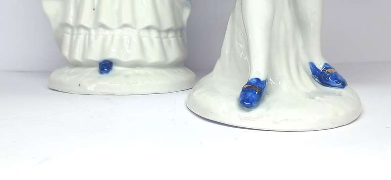 Vintage white and blue porcelain figurines