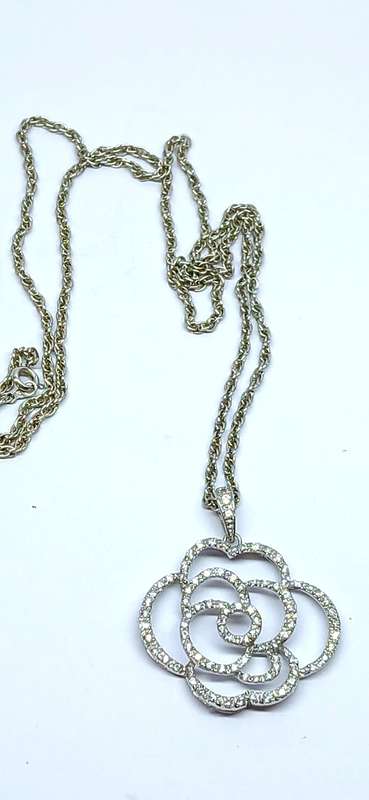 Sterling silver "rose' pendant on chain