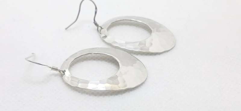 Sterling silver 'hammered' styled earrings