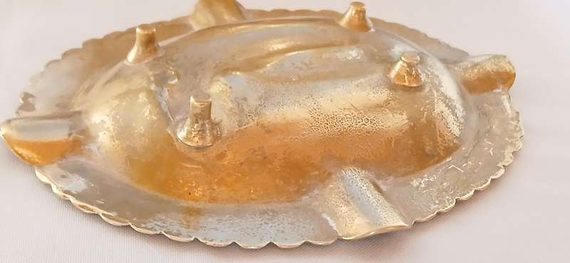 Vintage pair brass ashtrays