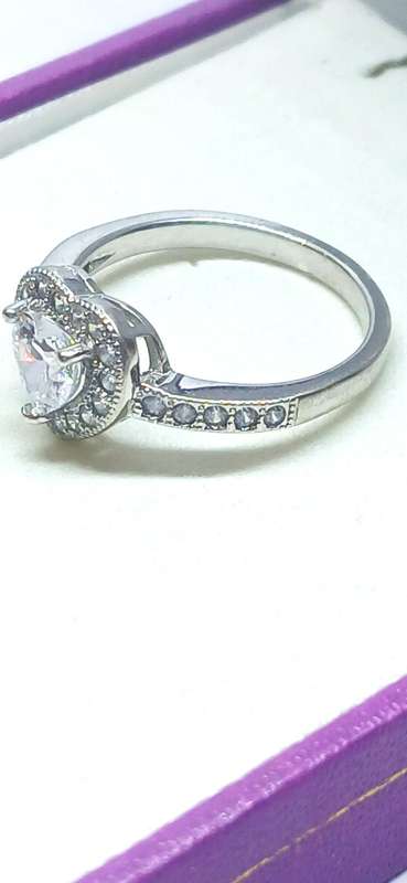Sterling silver heart ring with cubic stones