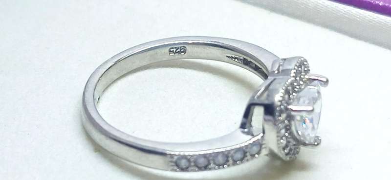Sterling silver heart ring with cubic stones