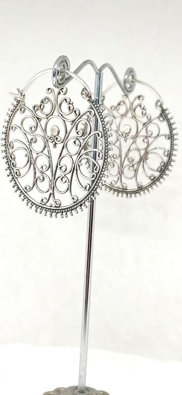 Sterling silver large patterned earrings