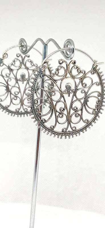 Sterling silver large patterned earrings