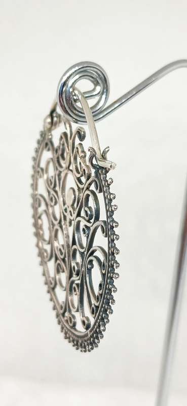 Sterling silver large patterned earrings