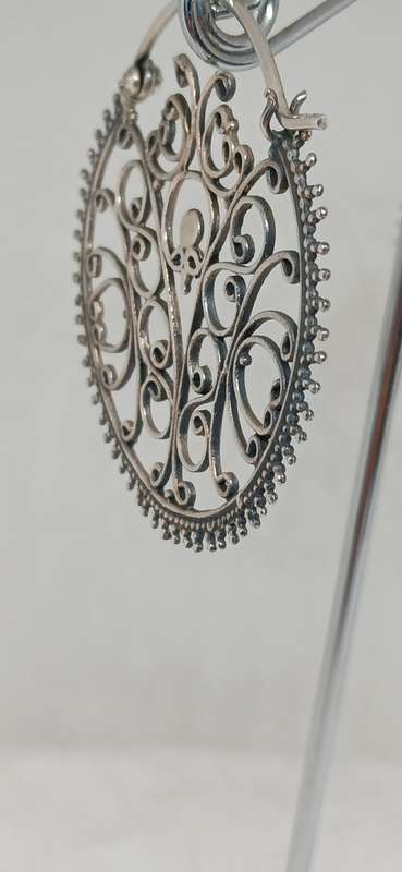Sterling silver large patterned earrings