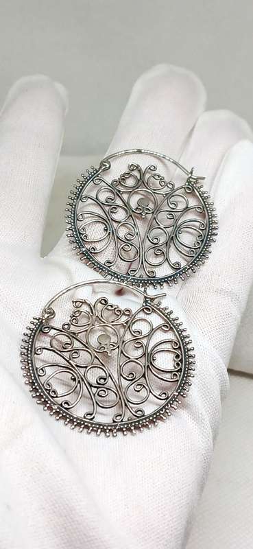 Sterling silver large patterned earrings