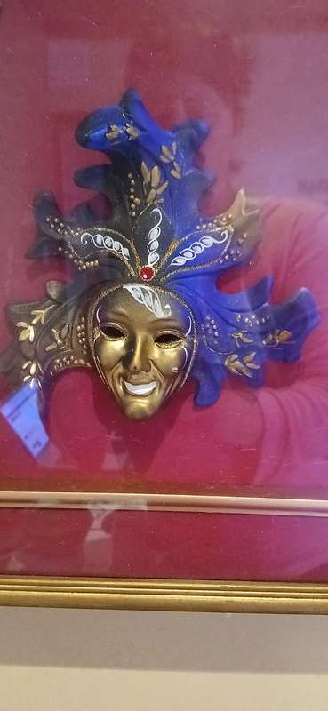 Vintage framed porcelain masks