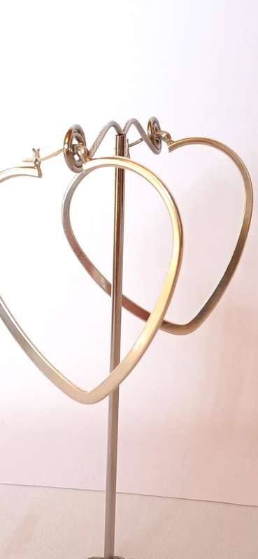 Sterling silver large heart earrings