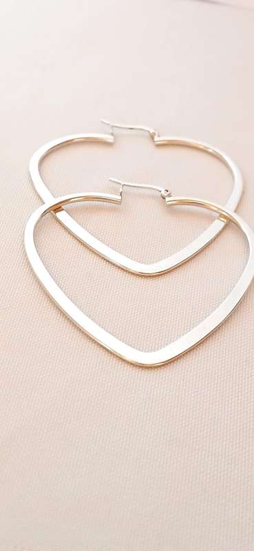 Sterling silver large heart earrings