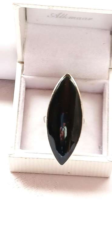 Sterling silver chunky ring with onyx stone