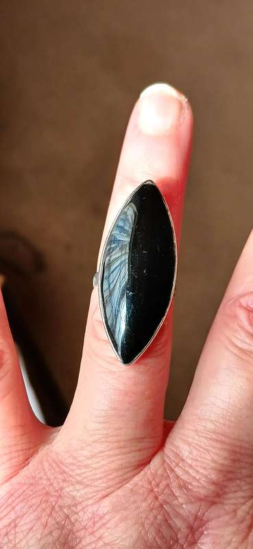 Sterling silver chunky ring with onyx stone