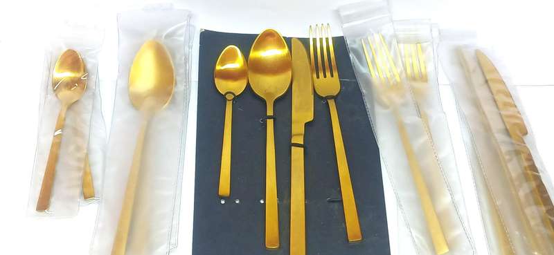 Nicholson Russell 18/10 gold over stainless steel cutlery set